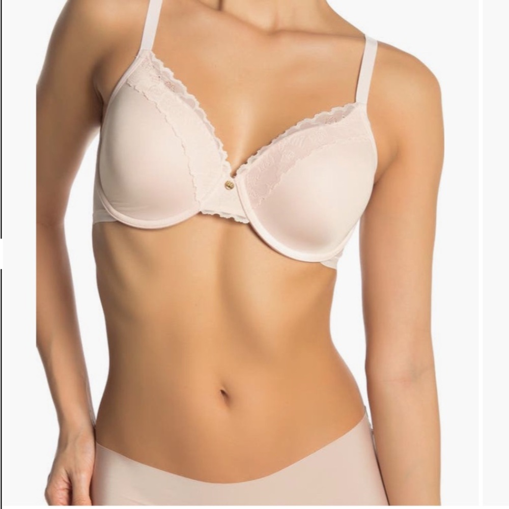 Natori Blush Colored Underwire Lace Trim Bra